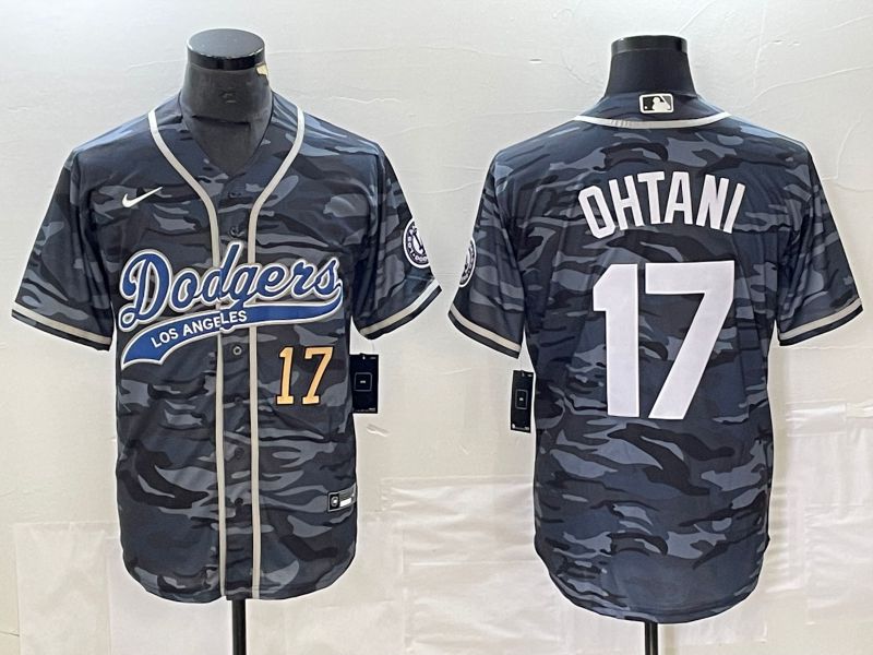 Men Los Angeles Dodgers #17 Ohtani Camo Nike Game MLB Jersey style 2